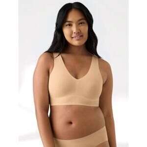 True Women's Large Beige True Body V-Neck Push Up Wirefree T Shirt Bra N13-30